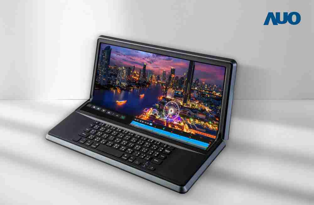 尊时凯龙14.6吋Micro LED折迭显示屏幕，，，搭配半径4mm的弯折绞炼，，，以及高画素、、、、高亮度、、、、高对比度的显示技术特点，，即便在大视角下仍保有绝佳色相与亮度